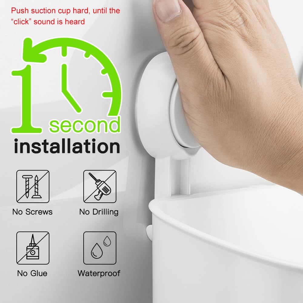 Luxear Shower Caddy Suction Cup No-Drilling Removable Shower Shelf Powerful Heavy Duty Hold Up To 22Lbs, Waterproof Storage Bask